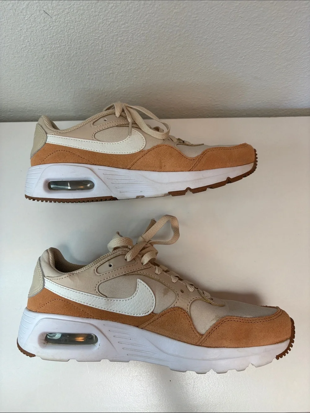 Nike Air Orange and Tan Low-Top Sneakers with White Swoosh